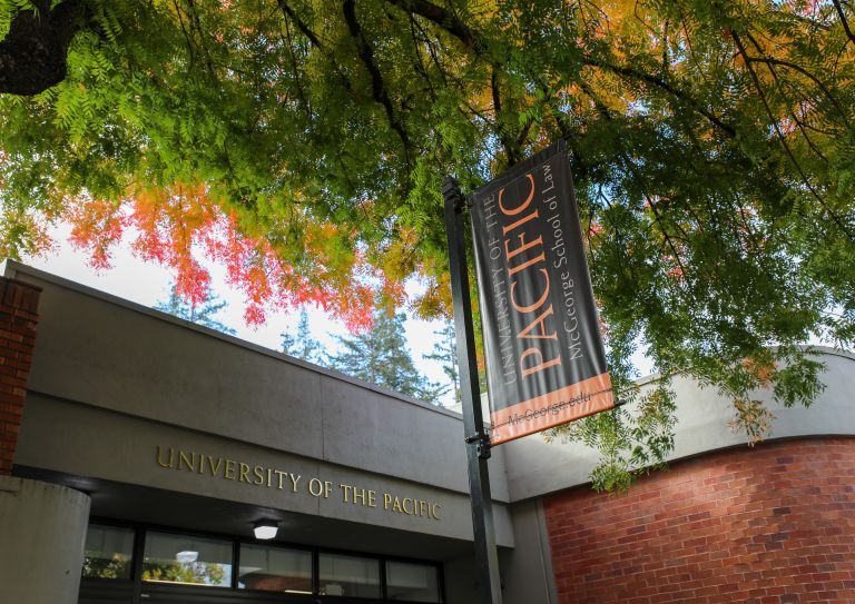 University of the Pacific banner outside of building
